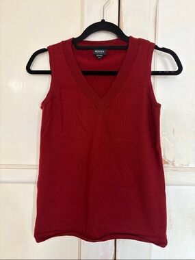 Worth Sleeveless V-Neck Knit Tank in Deep Red